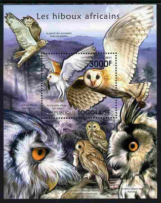 Togo 2011 Owls of Africa perf s/sheet unmounted mint
