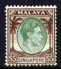 Singapore 1948-52 KG6 $5 green & brown P14 very lightly mounted mint SG 15