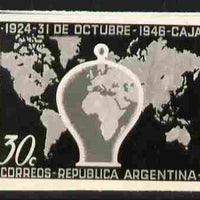 Argentine Republic 1946 Annual Savings Day 30c twice stamp-size black & white photographic proof of issued stamp as SG 788