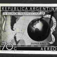 Argentine Republic 1948 Pan-American Cartographers 70c twice stamp-size black & white photographic proof of issued stamp as SG 808