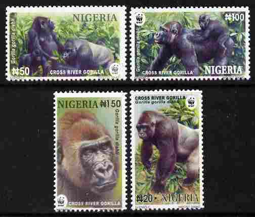 Nigeria 2008 WWF - Gorilla perf set of 4 unmounted mint