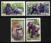 Nigeria 2008 WWF - Gorilla perf set of 4 unmounted mint