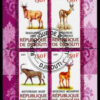 Djibouti 2011 African Fauna - Deer perf sheetlet containing 4 values cto used