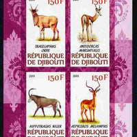 Djibouti 2011 African Fauna - Deer imperf sheetlet containing 4 values unmounted mint