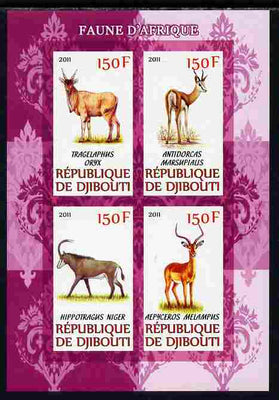 Djibouti 2011 African Fauna - Deer imperf sheetlet containing 4 values unmounted mint