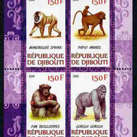 Djibouti 2011 African Fauna - Gorillas perf sheetlet containing 4 values unmounted mint