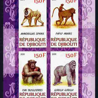 Djibouti 2011 African Fauna - Gorillas imperf sheetlet containing 4 values unmounted mint