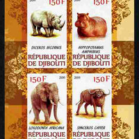 Djibouti 2011 African Fauna - Hippos, Rhinos & Elephants imperf sheetlet containing 4 values unmounted mint