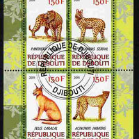 Djibouti 2011 African Fauna - Big Cats perf sheetlet containing 4 values cto used