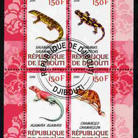 Djibouti 2011 African Fauna - Lizards perf sheetlet containing 4 values cto used