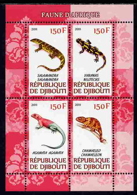 Djibouti 2011 African Fauna - Lizards perf sheetlet containing 4 values unmounted mint