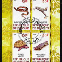 Djibouti 2011 African Fauna - Reptiles perf sheetlet containing 4 values cto used