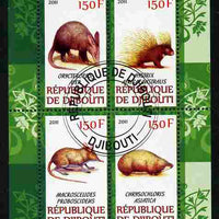 Djibouti 2011 African Fauna - Porcupines, Shrews & Aardvarks perf sheetlet containing 4 values cto used