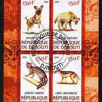 Djibouti 2011 African Fauna - Hyenas perf sheetlet containing 4 values cto used