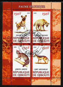 Djibouti 2011 African Fauna - Hyenas perf sheetlet containing 4 values cto used