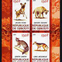 Djibouti 2011 African Fauna - Hyenas perf sheetlet containing 4 values unmounted mint
