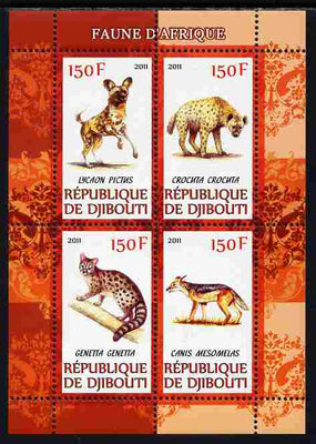 Djibouti 2011 African Fauna - Hyenas perf sheetlet containing 4 values unmounted mint
