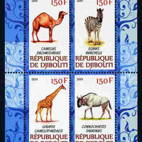 Djibouti 2011 African Fauna - Camels, Zebra & Giraffe perf sheetlet containing 4 values unmounted mint