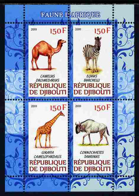 Djibouti 2011 African Fauna - Camels, Zebra & Giraffe perf sheetlet containing 4 values unmounted mint