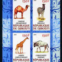 Djibouti 2011 African Fauna - Camels, Zebra & Giraffe imperf sheetlet containing 4 values unmounted mint