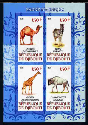 Djibouti 2011 African Fauna - Camels, Zebra & Giraffe imperf sheetlet containing 4 values unmounted mint