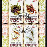 Djibouti 2011 Fauna of the Sea Shore perf sheetlet containing 4 values cto used