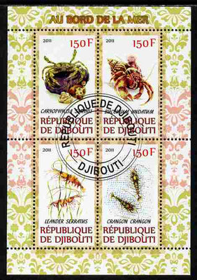 Djibouti 2011 Fauna of the Sea Shore perf sheetlet containing 4 values cto used