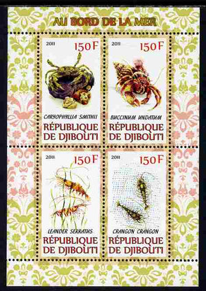 Djibouti 2011 Fauna of the Sea Shore perf sheetlet containing 4 values unmounted mint