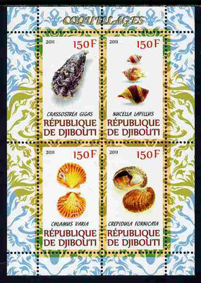 Djibouti 2011 Shells #1 perf sheetlet containing 4 values unmounted mint