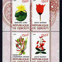 Djibouti 2011 Beautiful Flowers #1 perf sheetlet containing 4 values unmounted mint
