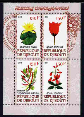 Djibouti 2011 Beautiful Flowers #1 perf sheetlet containing 4 values unmounted mint
