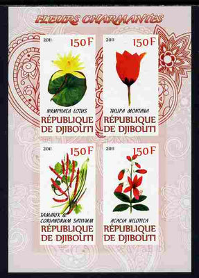 Djibouti 2011 Beautiful Flowers #1 imperf sheetlet containing 4 values unmounted mint