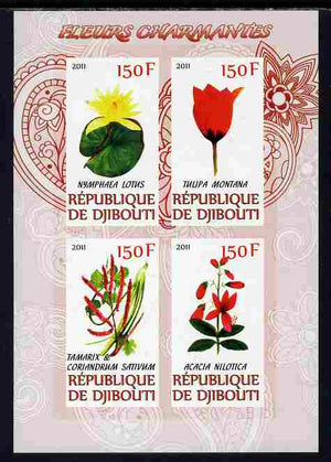 Djibouti 2011 Beautiful Flowers #1 imperf sheetlet containing 4 values unmounted mint