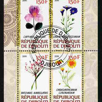 Djibouti 2011 Beautiful Flowers #2 perf sheetlet containing 4 values cto used