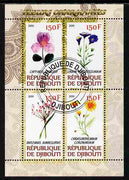 Djibouti 2011 Beautiful Flowers #2 perf sheetlet containing 4 values cto used