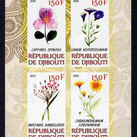 Djibouti 2011 Beautiful Flowers #2 imperf sheetlet containing 4 values unmounted mint