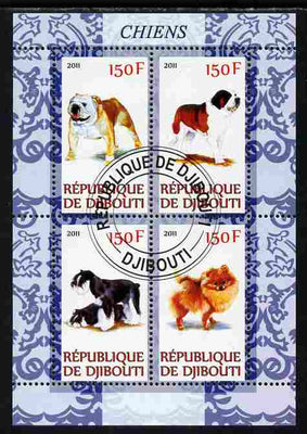 Djibouti 2011 Dogs perf sheetlet containing 4 values cto used