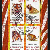 Djibouti 2011 Tigers perf sheetlet containing 4 values cto used