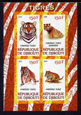 Djibouti 2011 Tigers imperf sheetlet containing 4 values unmounted mint