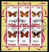 Malawi 2011 Butterflies #1 perf sheetlet containing 6 values cto used