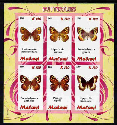 Malawi 2011 Butterflies #1 imperf sheetlet containing 6 values unmounted mint