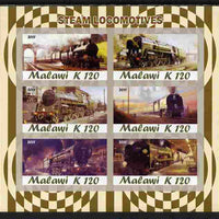 Malawi 2011 Steam Locomotives imperf sheetlet containing 6 values unmounted mint