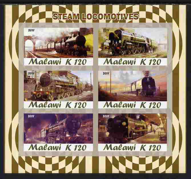 Malawi 2011 Steam Locomotives imperf sheetlet containing 6 values unmounted mint