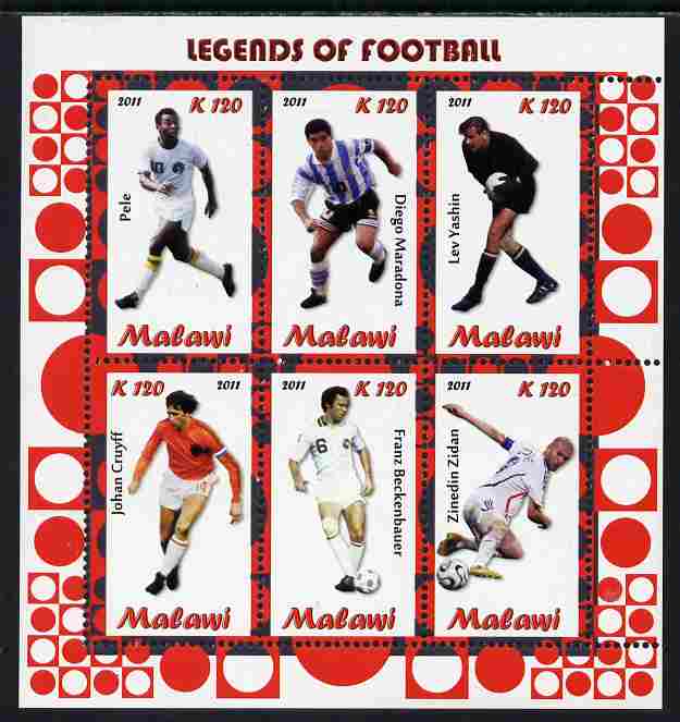 Malawi 2011 Legends of Football perf sheetlet containing 6 values unmounted mint