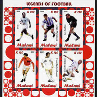 Malawi 2011 Legends of Football imperf sheetlet containing 6 values unmounted mint