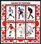 Malawi 2011 Legends of Football imperf sheetlet containing 6 values unmounted mint
