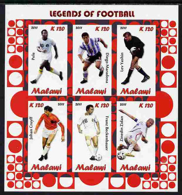 Malawi 2011 Legends of Football imperf sheetlet containing 6 values unmounted mint