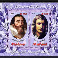 Malawi 2011 Scientists - Kepler & Newton perf sheetlet containing 2 values unmounted mint