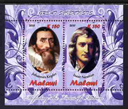 Malawi 2011 Scientists - Kepler & Newton perf sheetlet containing 2 values unmounted mint