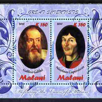 Malawi 2011 Scientists - Galilei & Copernicus perf sheetlet containing 2 values unmounted mint